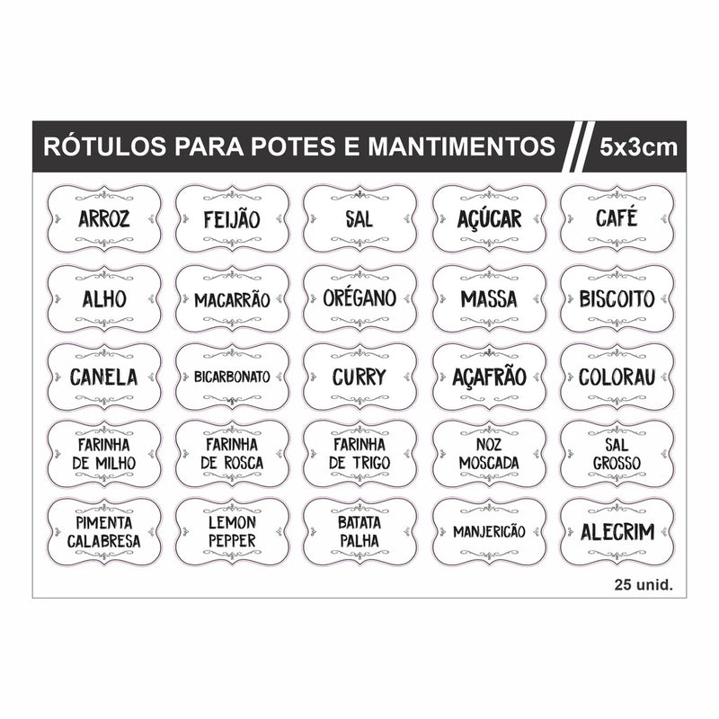 Etiquetas Adesivas para Temperos e Potes