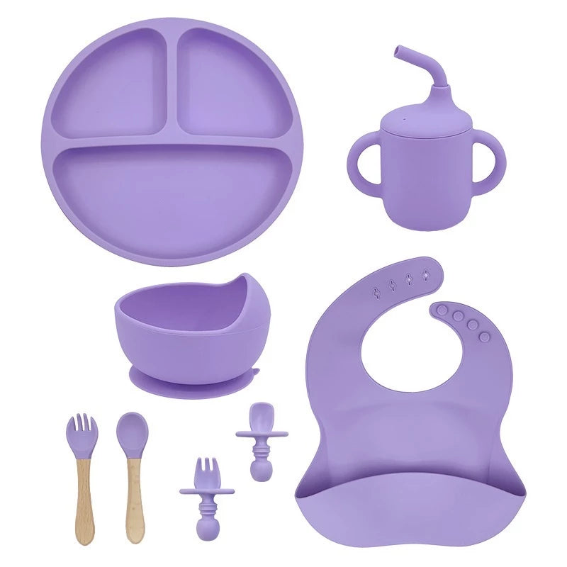 Conjunto Completo de Talheres de Silicone para Bebês