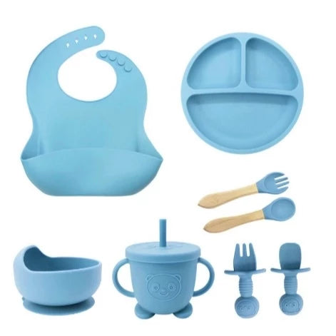 Conjunto Completo de Talheres de Silicone para Bebês