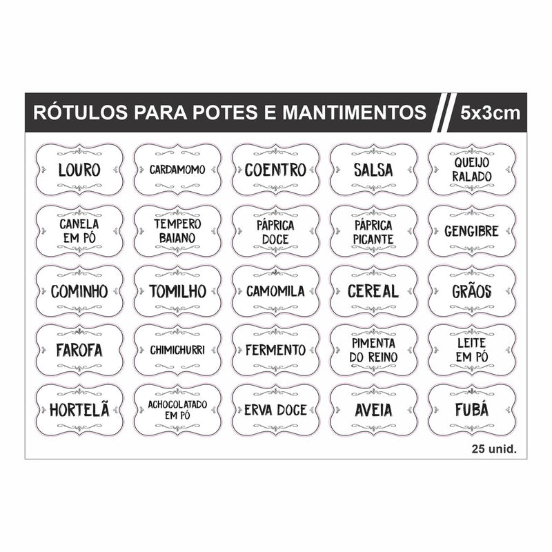 Etiquetas Adesivas para Temperos e Potes