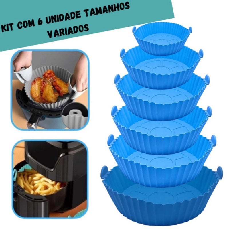 Kit com 6 Formas Airfryer Silicone Antiaderente