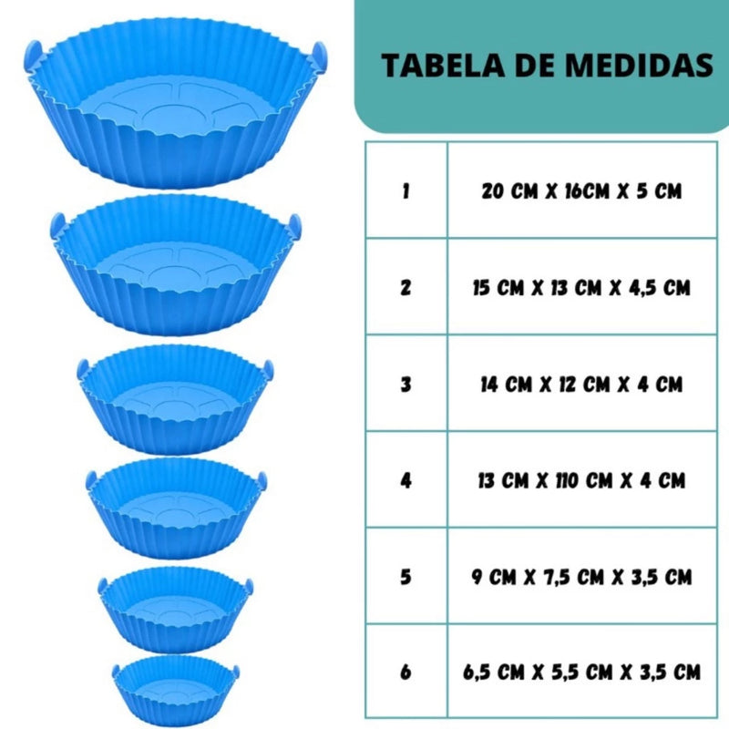 Kit com 6 Formas Airfryer Silicone Antiaderente