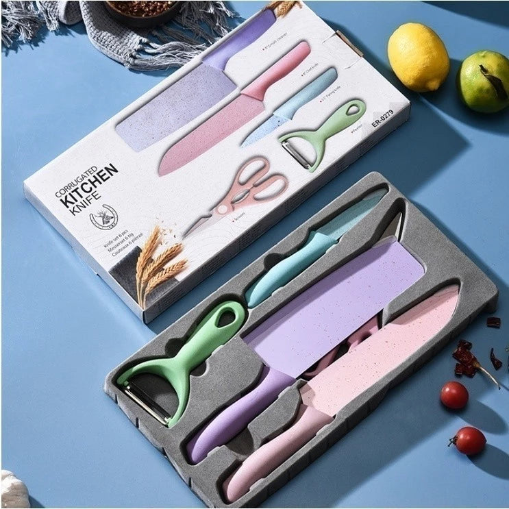 Kit Gourmet de Facas Coloridas e Utensílios de Cozinha