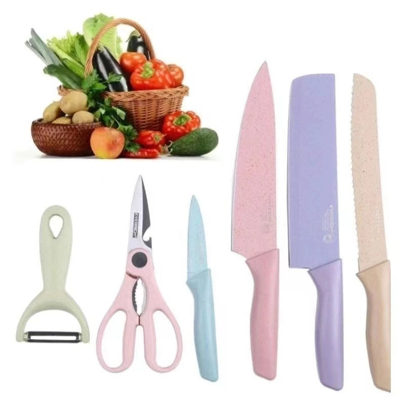 Kit Gourmet de Facas Coloridas e Utensílios de Cozinha