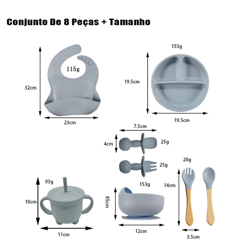 Conjunto Completo de Talheres de Silicone para Bebês