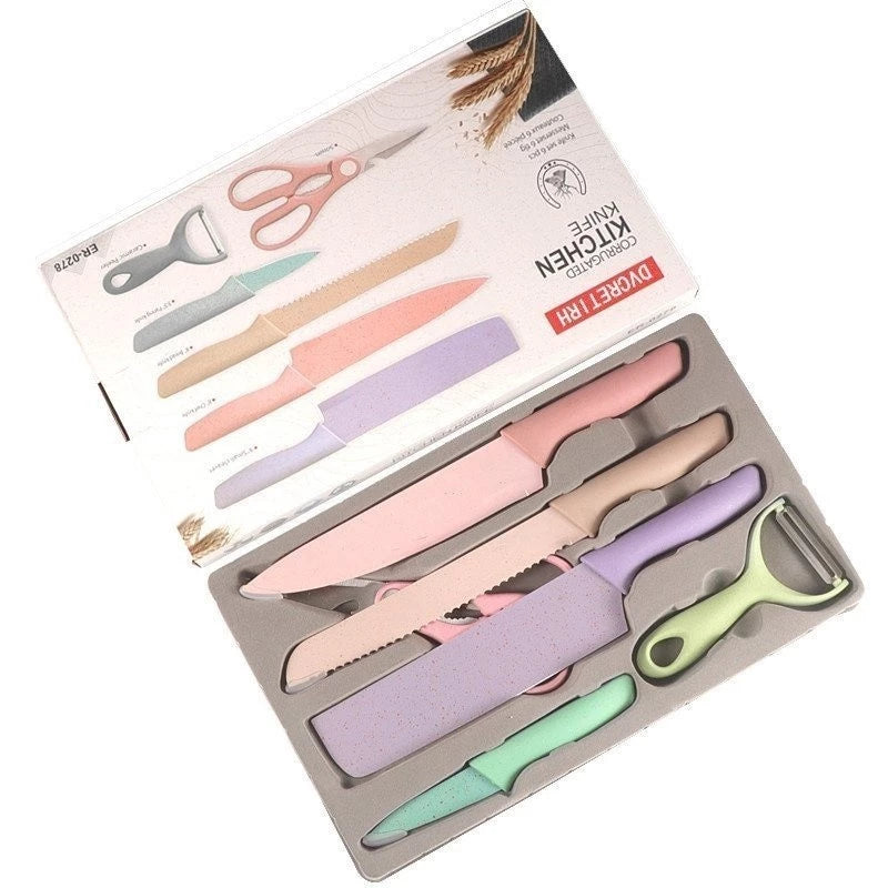 Kit Gourmet de Facas Coloridas e Utensílios de Cozinha